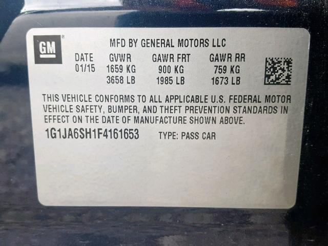 1G1JA6SH1F4161653 - 2015 CHEVROLET SONIC LS BLUE photo 10