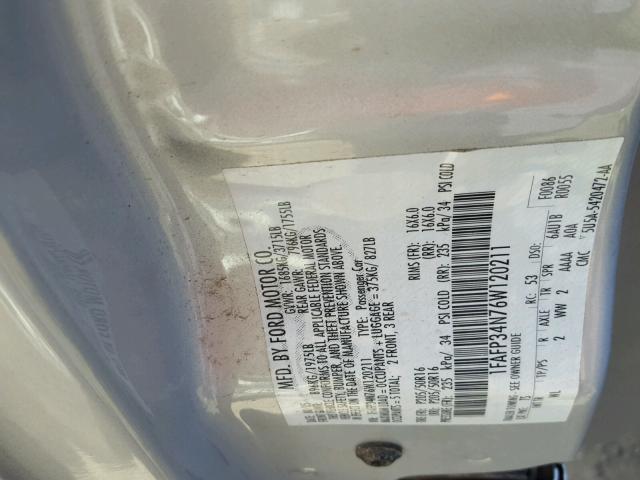 1FAFP34N76W120211 - 2006 FORD FOCUS ZX4 GRAY photo 10