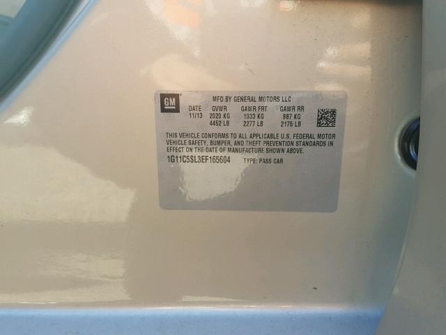 1G11C5SL3EF165604 - 2014 CHEVROLET MALIBU 1LT 米色 照片 10