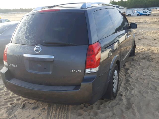 5N1BV28U28N106411 - 2008 NISSAN QUEST S GRAY photo 4