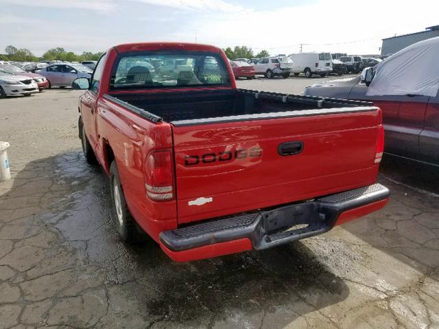 1B7FL26X3YS539004 - 2000 DODGE DAKOTA RED photo 3