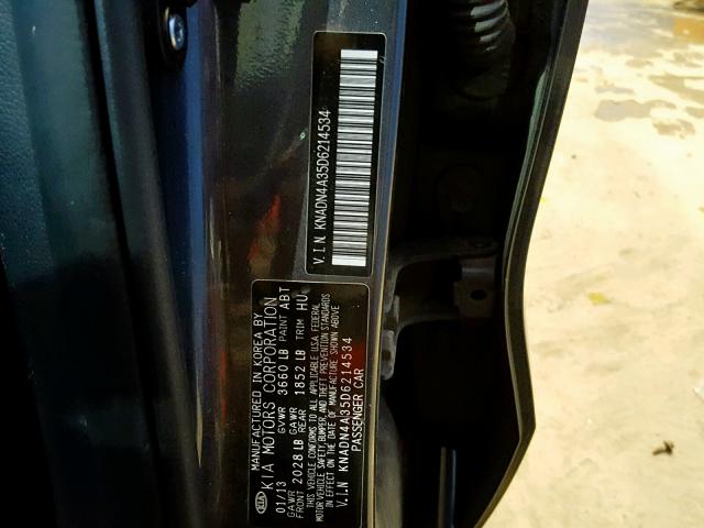 KNADN4A35D6214534 - 2013 KIA RIO EX GRAY photo 10