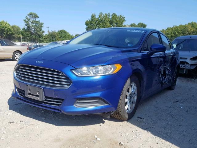 3FA6P0G77FR266090 - 2015 FORD FUSION S BLUE photo 2