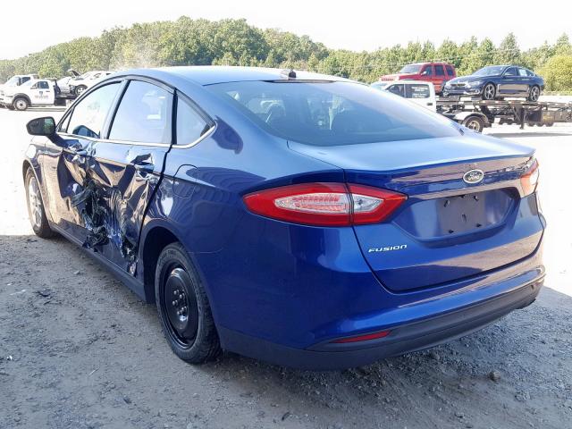 3FA6P0G77FR266090 - 2015 FORD FUSION S BLUE photo 3