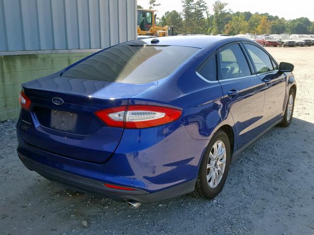 3FA6P0G77FR266090 - 2015 FORD FUSION S BLUE photo 4