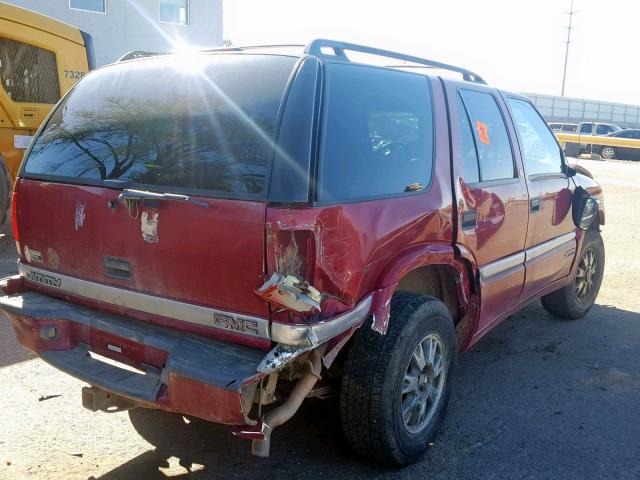 1GKDT13W3W2547182 - 1998 GMC ENVOY MAROON photo 4