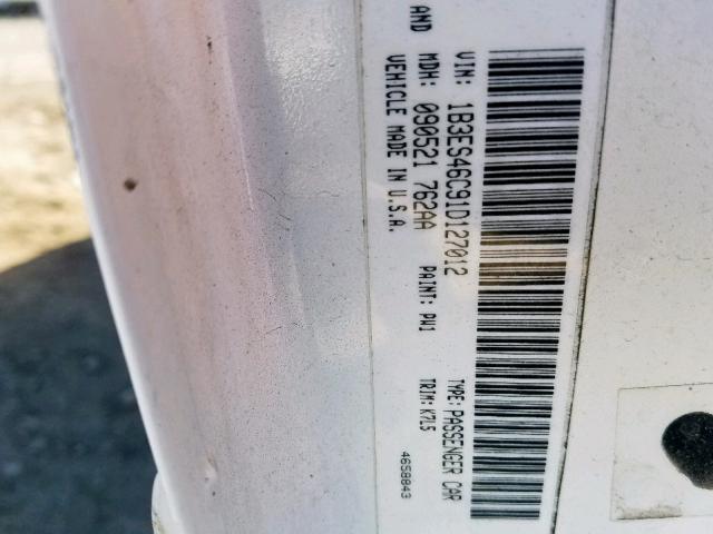 1B3ES46C91D127012 - 2001 DODGE NEON SE WHITE photo 10