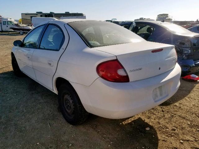 1B3ES46C91D127012 - 2001 DODGE NEON SE WHITE photo 3