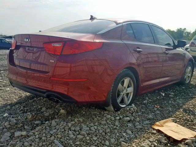 5XXGM4A73EG345602 - 2014 KIA OPTIMA LX RED photo 4