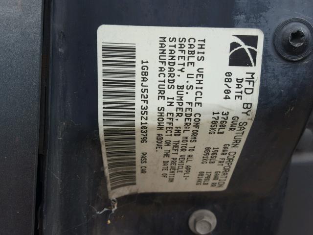 1G8AJ52F35Z103796 - 2005 SATURN ION LEVEL 灰色 照片 10