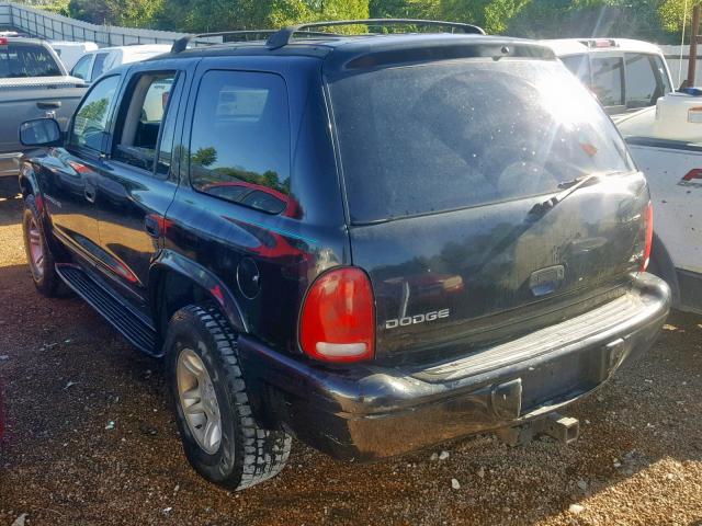 1B4HS28N21F596569 - 2001 DODGE DURANGO BLACK photo 3