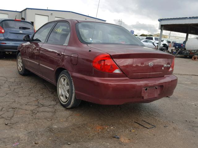 KNAFB121025134638 - 2002 KIA SPECTRA BA BURGUNDY photo 3