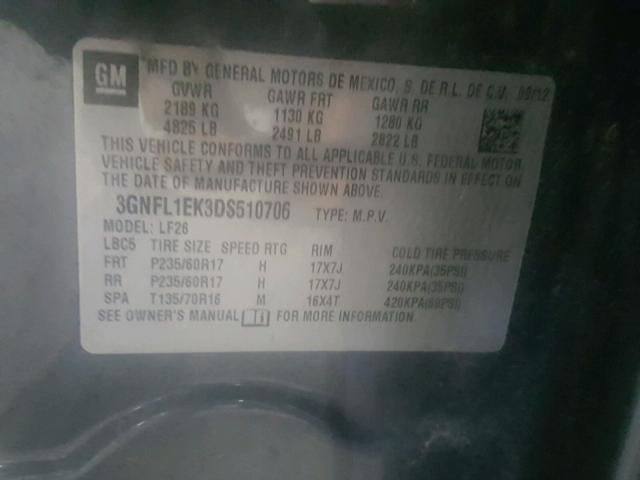 3GNFL1EK3DS510706 - 2013 CHEVROLET CAPTIVA LS 灰色 照片 10