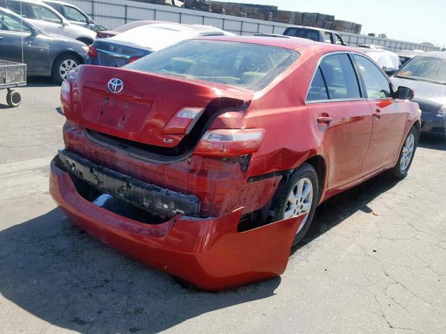 4T1BE46K99U267410 - 2009 TOYOTA CAMRY BASE RED photo 4