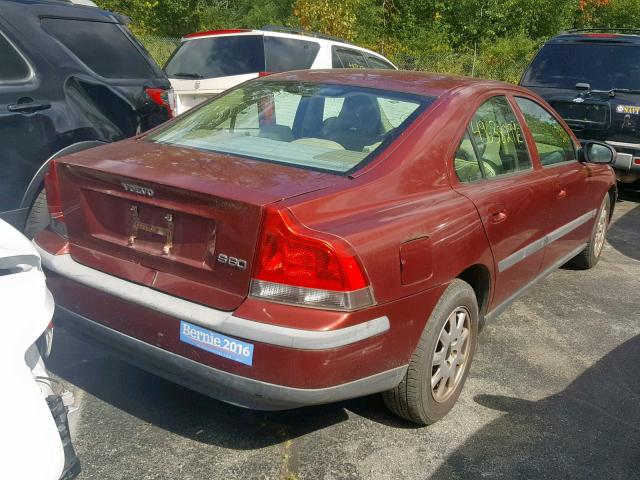 YV1RS61R222183405 - 2002 VOLVO S60 BURGUNDY photo 4