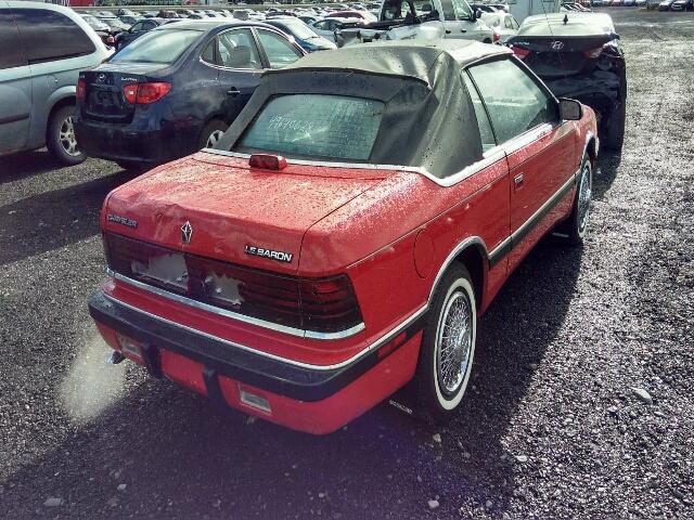 1C3BJ45K2KG235487 - 1989 CHRYSLER LEBARON RED photo 4