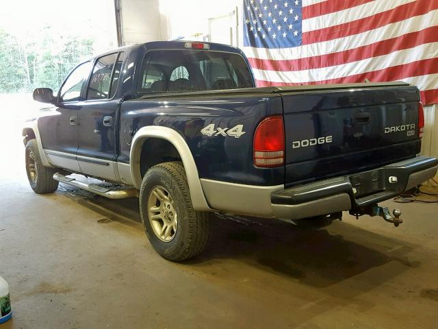 1D7HG48N33S324161 - 2003 DODGE DAKOTA QUA BLUE photo 3