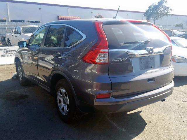 5J6RM3H37FL003278 - 2015 HONDA CR-V LX GRAY photo 3