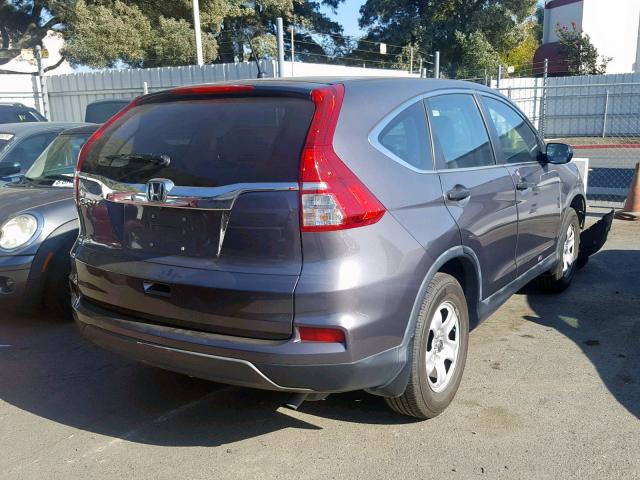 5J6RM3H37FL003278 - 2015 HONDA CR-V LX GRAY photo 4