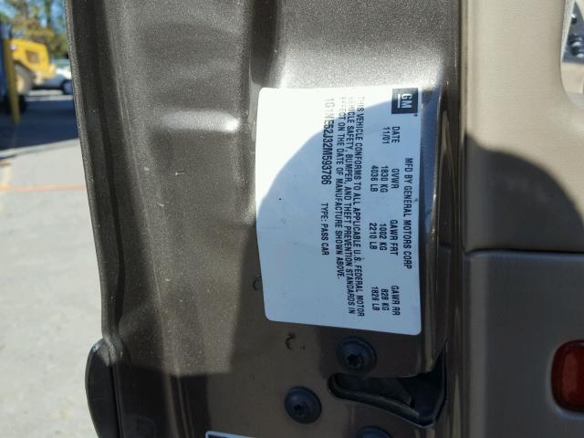 1G1NE52J32M593786 - 2002 CHEVROLET MALIBU LS GOLD photo 10