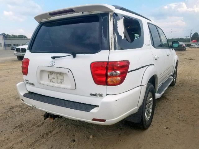 5TDZT38A34S209264 - 2004 TOYOTA SEQUOIA LI WHITE photo 4