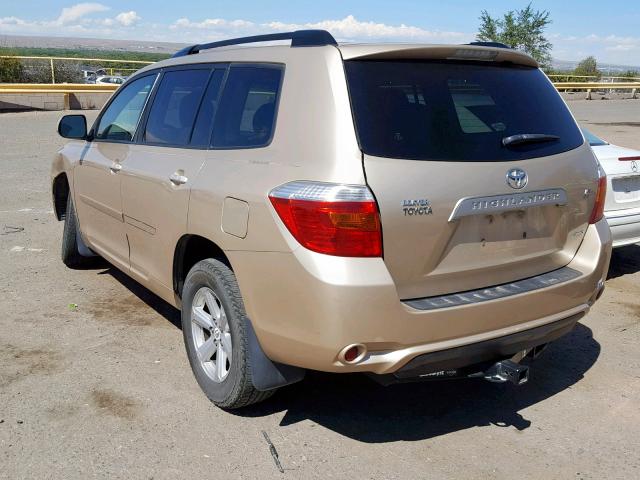 JTEES41A082062248 - 2008 TOYOTA HIGHLANDER TAN photo 3