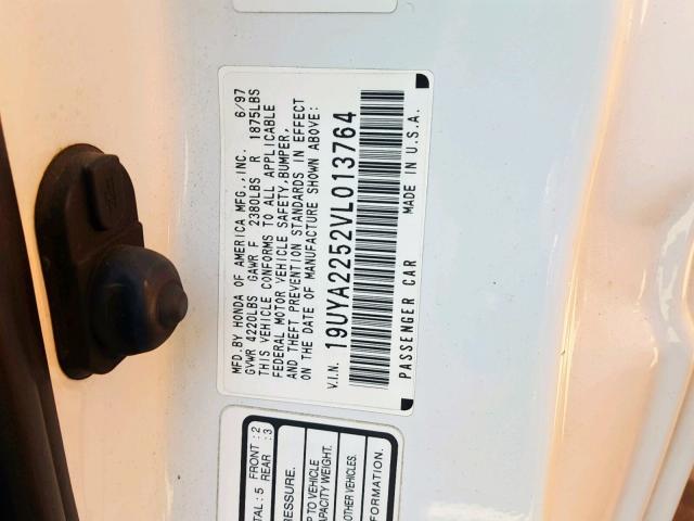 19UYA2252VL013764 - 1997 ACURA 3.0CL Ақ фото 10
