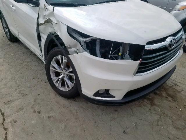 5TDKKRFH1FS056376 - 2015 TOYOTA HIGHLANDER WHITE photo 9