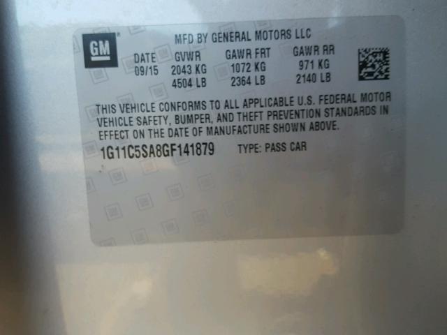 1G11C5SA8GF141879 - 2016 CHEVROLET MALIBU LIM 银色 照片 10