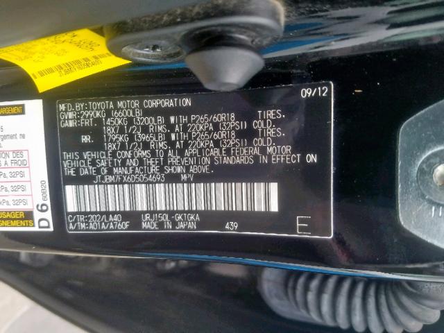 JTJBM7FX6D5054693 - 2013 LEXUS GX BLACK photo 10