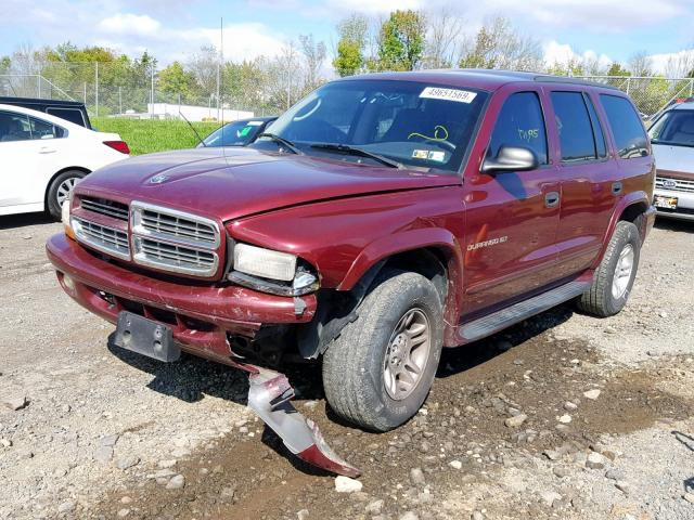 1B4HS28N31F514039 - 2001 DODGE DURANGO MAROON photo 2