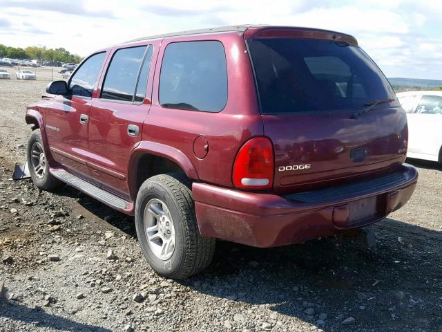 1B4HS28N31F514039 - 2001 DODGE DURANGO MAROON photo 3