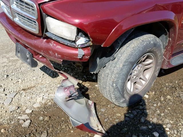 1B4HS28N31F514039 - 2001 DODGE DURANGO MAROON photo 9