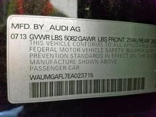 WAUMGAFL7EA023715 - 2014 AUDI S4 PRESTIG BLACK photo 10