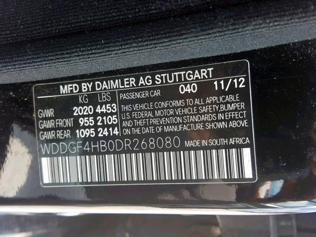 WDDGF4HB0DR268080 - 2013 MERCEDES-BENZ C 250 BLACK photo 10