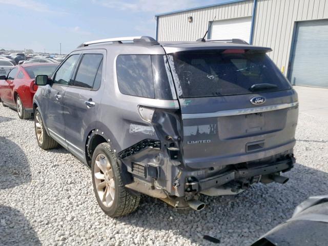 1FM5K8F87DGB21581 - 2013 FORD EXPLORER L GRAY photo 3