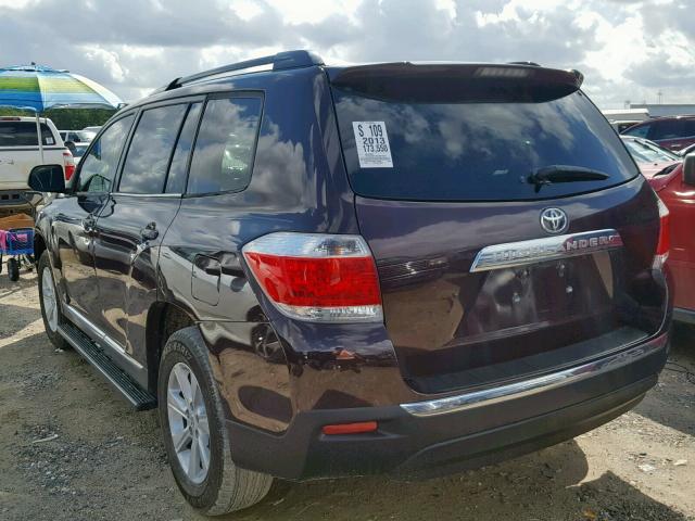 5TDZA3EH4DS031548 - 2013 TOYOTA HIGHLANDER PURPLE photo 3