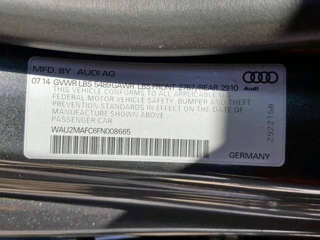 WAU2MAFC6FN008665 - 2015 AUDI A7 PRESTIG GRAY photo 10