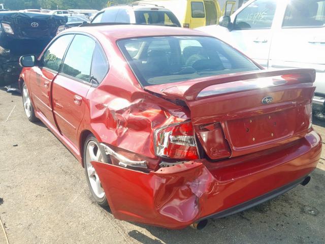 4S3BL676254217854 - 2005 SUBARU LEGACY GT RED photo 3