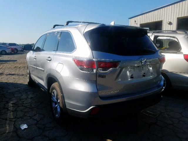 5TDKKRFH4FS113735 - 2015 TOYOTA HIGHLANDER SILVER photo 3