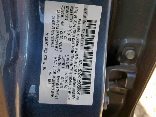 JM3TB2CA9F0452732 - 2015 MAZDA CX-9 TOURI BLUE photo 10