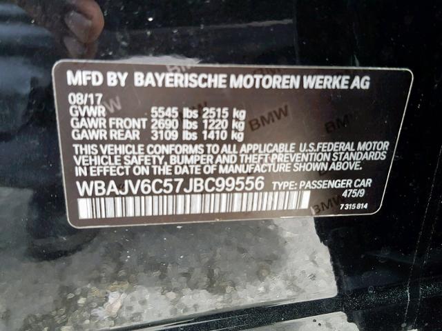 WBAJV6C57JBC99556 - 2018 BMW 640 XIGT BLACK photo 10