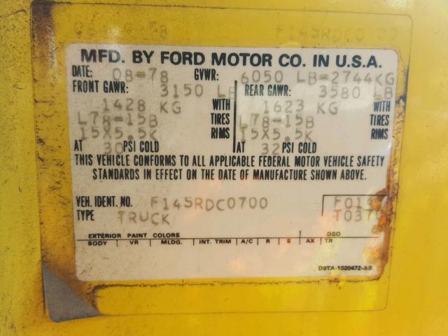 F14SRDC0700 - 1979 FORD L-SERIES YELLOW photo 10