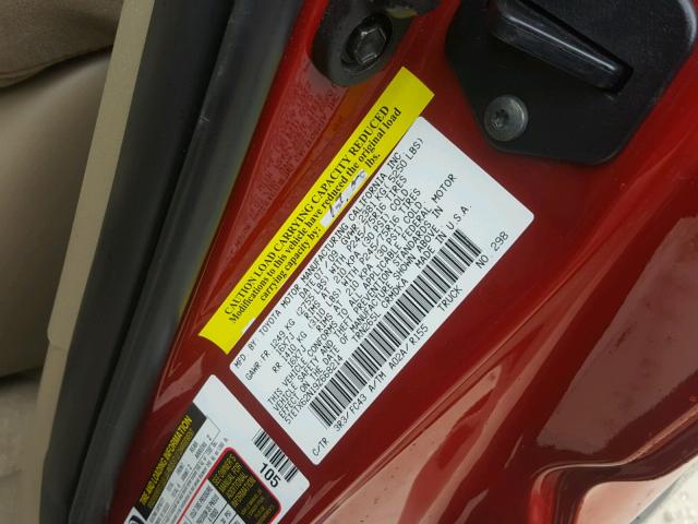 5TETX62N19Z668214 - 2009 TOYOTA TACOMA PRE RED photo 10