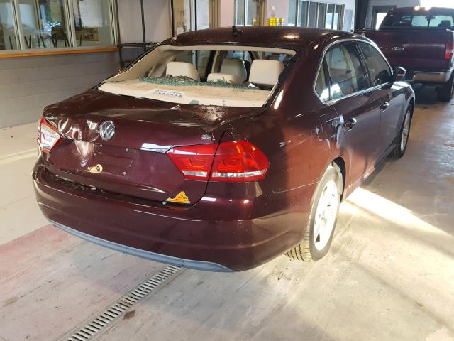 1VWBP7A35DC061366 - 2013 VOLKSWAGEN PASSAT SE BURGUNDY photo 4