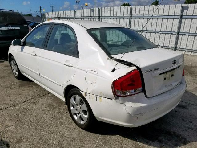 KNAFE222095614341 - 2009 KIA SPECTRA EX WHITE photo 3