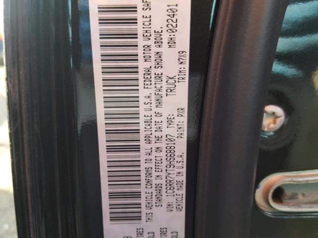 1C6RR7YT9HS688107 - 2017 RAM 1500 REBEL შავი ფოტო 10