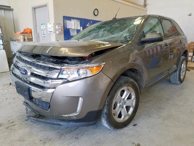 2FMDK3JC9EBA62052 - 2014 FORD EDGE SEL BROWN photo 2