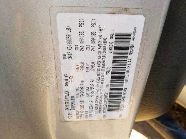 1D7HU18N33S268732 - 2003 DODGE RAM 1500 S SILVER photo 10