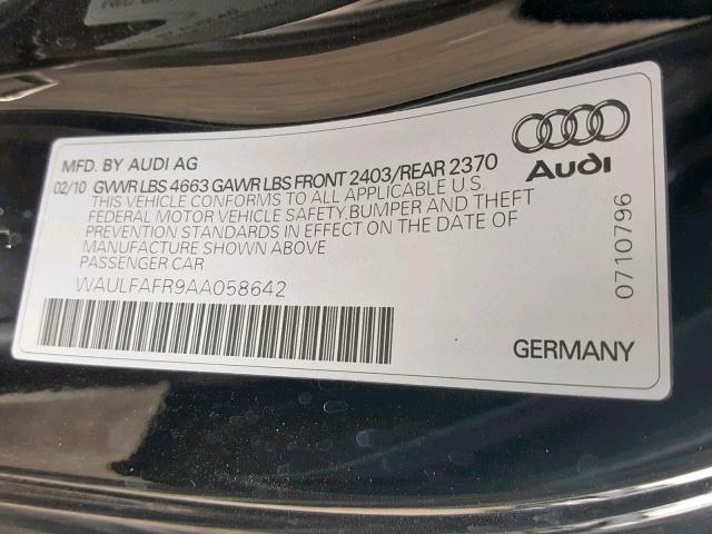 WAULFAFR9AA058642 - 2010 AUDI A5 PREMIUM WHITE photo 10